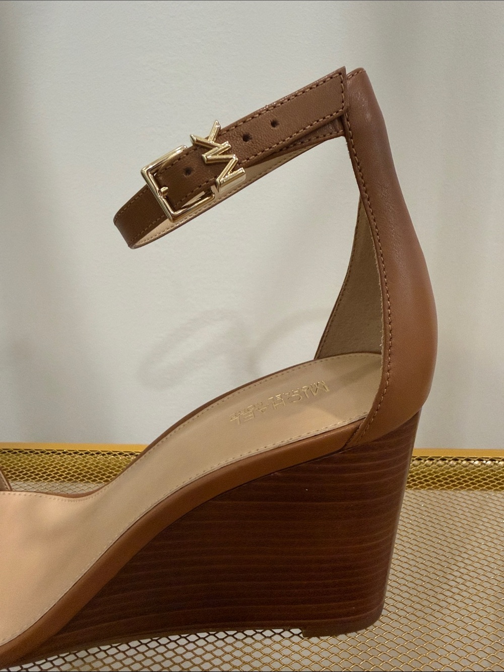 Michael Kors Cognac Ankle-Strap Block Heel Sandals - Picture 3 of 3